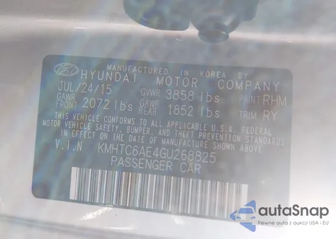 2016 Hyundai Veloster Turbo z USA, uszkodzony, nr VIN KMHTC6AE4GU268825